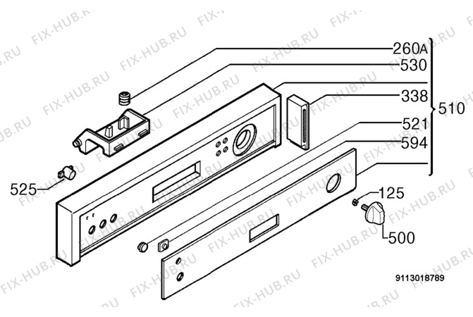 Взрыв-схема посудомоечной машины Electrolux ESI4112W - Схема узла Command panel 037